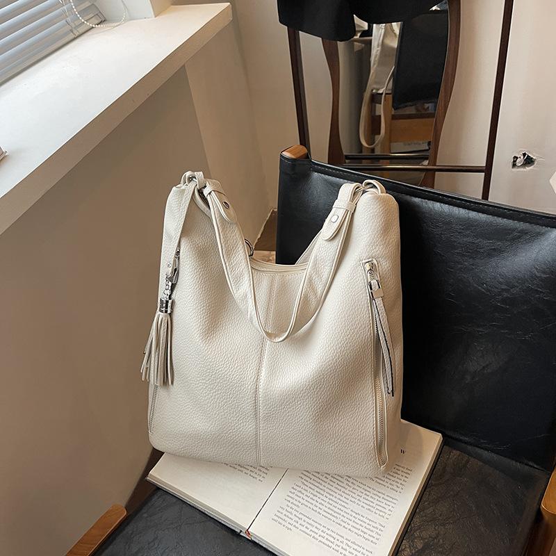 Women Double Zipper Decor Tote Bag New Fashion Versatile One Shoulder Underarm Bag Autumn Winter Large Capacity Crossbody Bag