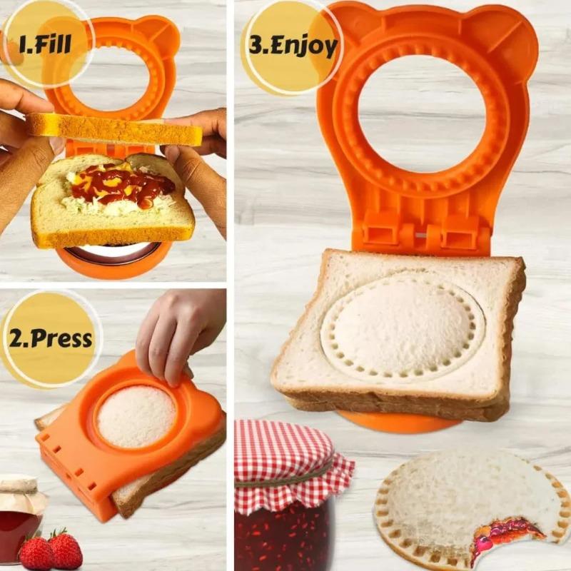 Sandwich Cutter and Sealer with Plastic Handles Ideal for DIY Bread Fruit Vegetable Cutting and Embossing Moulds Kitchen Gadget