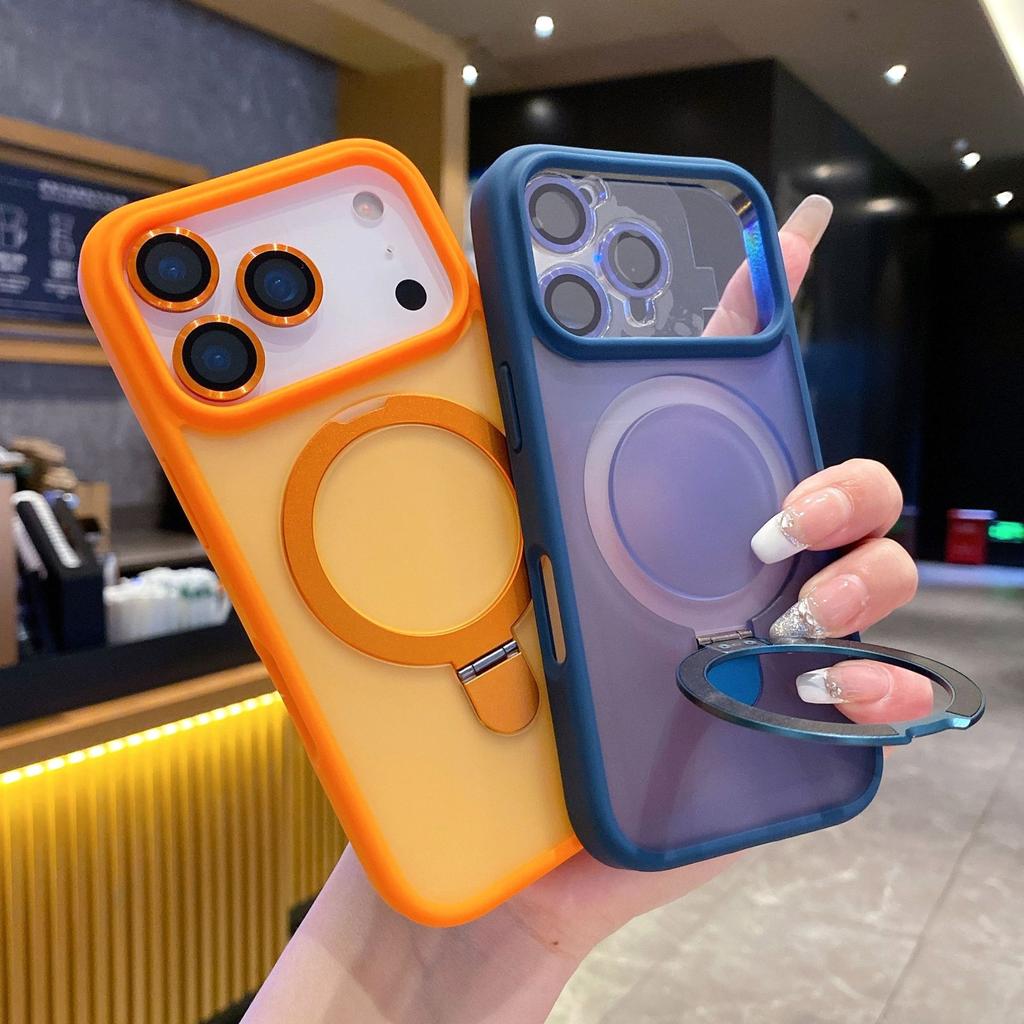 Suitable for IPhone17ProMax Color Phone Case Magnetic Stand, Apple 16 Skin Sensing Lens Film PC Protective Case