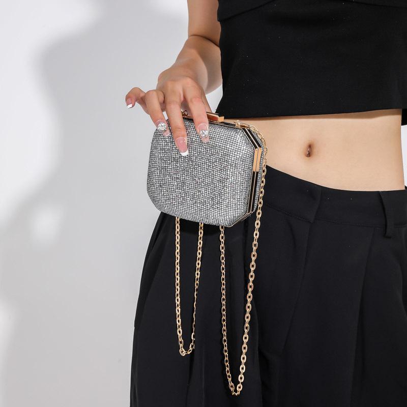 Damen Luxus Glänzende Diamant Abendtasche Kastenform Bankett Handtasche Damen Neu Strass Party Tasche Clutch