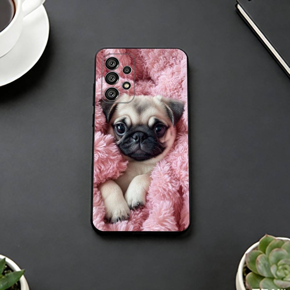 

C-Cute Pug Dog Phone Case For Samsung S25,S24,S21,S22,S23,S30,Ultra,S20,Plus,Fe,Lite,Note,10,Black Cover Samsung S22plus5G