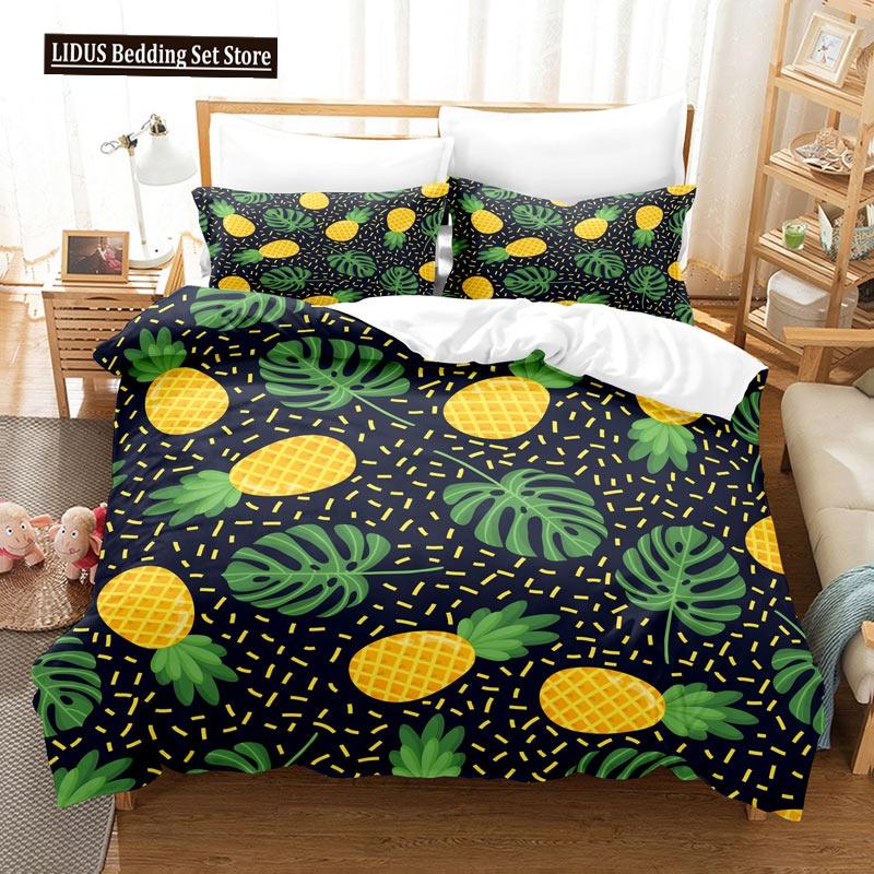 Set Copripiumino Frutta Stampa 3D Limone Fresco Arancia Fragola Ciliegia King Queen Per Bambini Ragazzi Ragazze Adolescenti Set Biancheria da Letto in Poliestere