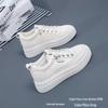 Women's White Hidden Heel Sneakers, Comfortable Soft Sole Platform, Genuine Leather, 2025 Autumn Collection.