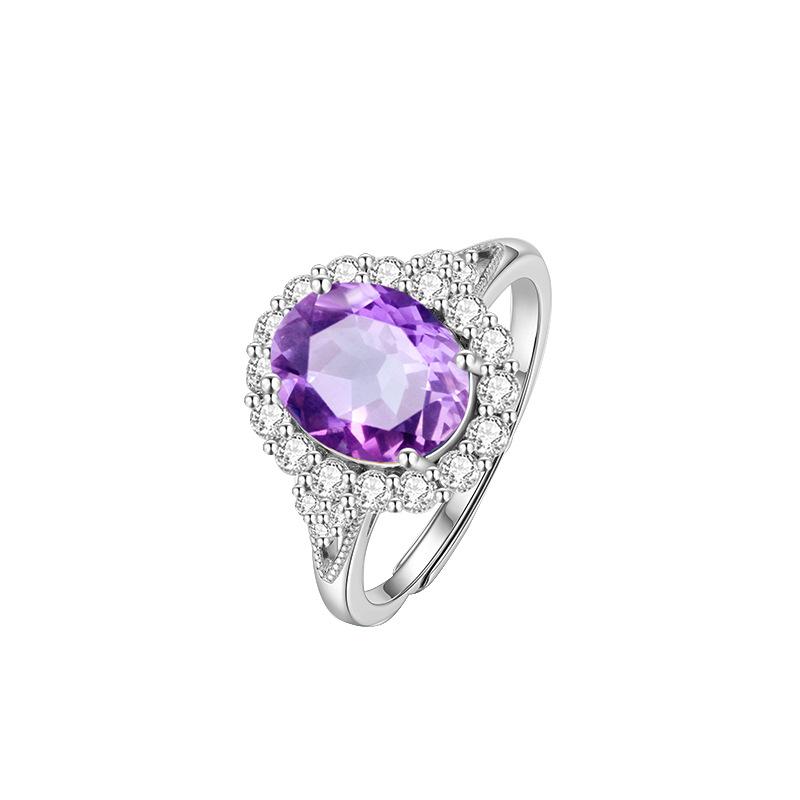 S925 sterling silver Princess Diana colored treasure ring women s natural peridot topaz inlaid with light luxury retro jewelry opening adjustable