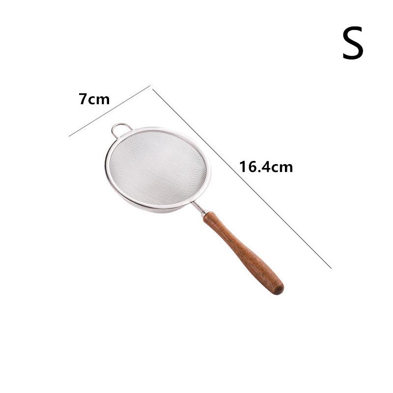 Wooden Handle Stainless Steel Small Colander Fine Mesh Oil Strainer Multi-Function Filter Mesh Flour Sifter Kitchen Baking Tools