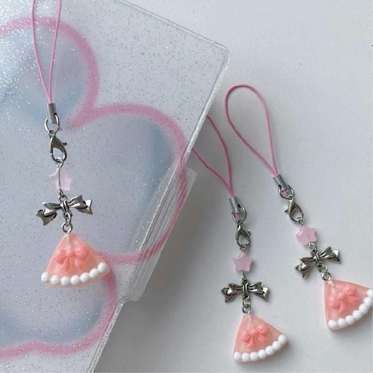 Youthful Bowknot Cake Phone Pendant Elegant Bowknot and Cake Smartphone Chain Unique Phone Charm Bag Hanging Decors
