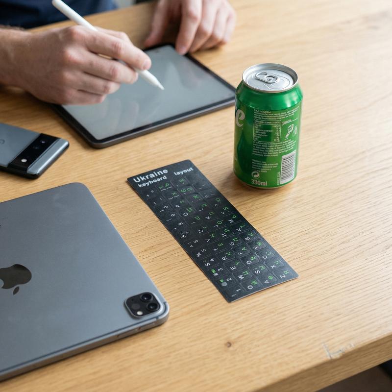 Ukrainian Alphabet Keyboard Stickers Durable Black Layout for Laptop Easy Apply for Typing Learning
