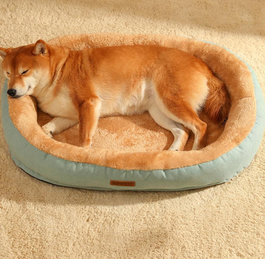 Höst och vinter varmt husdjursbo oval kattbur kattbädd plyschbo bitbeständigt icke-klibbigt husdjursmaterial hundkudde