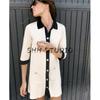 Spring New Women's Clothing French Style Classic Style Lapel Gold Decorated Row Button Knitting Short Dress 1822101