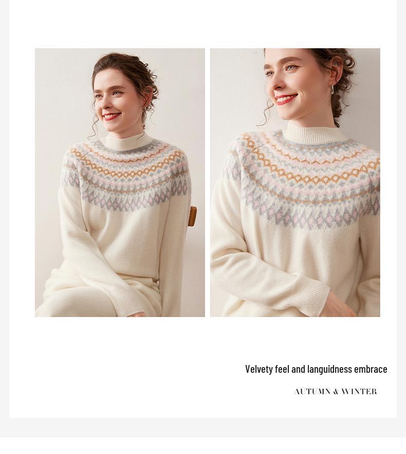 Women's Soft Cashmere Color Block Sweater - Skin-Friendly, Age-Reducing Knitwear for Autumn/Winter