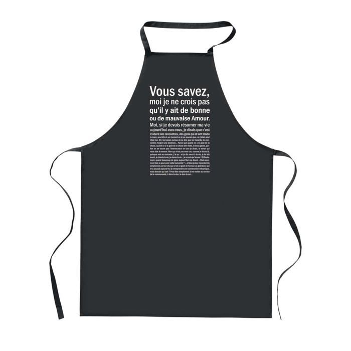 Tablier de cuisine - PLANETEE - Amour Bonne ou Mauvaise - Noir - Impression bretonne - 90x60 cm