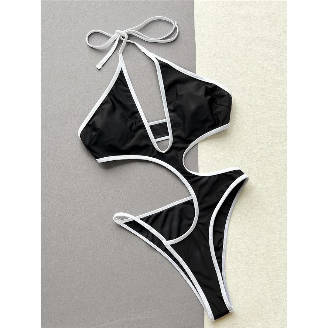 

Асиметричний Виріз Халтер V-подібний виріз Жіночий Купальник Цілісний Купальник Жіночий Високий Розріз Нога Монокіні Плавки Купальний Костюм Купальник L чорний