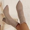 Women's Autumn and Winter New Korean Version of Flying Woven Thick Heel Booties Pointed Elastic Socks Boots High Heel Fashion Boots