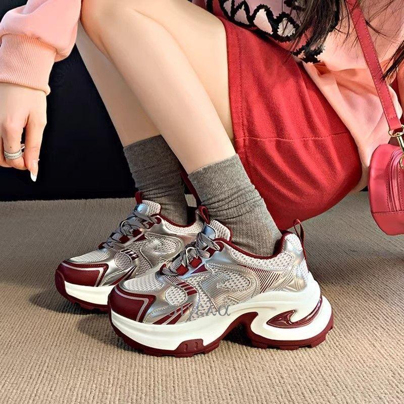 Zhao Lusi shoes, red dad shoes, new thick-soled heightened mesh breathable casual sports shoes