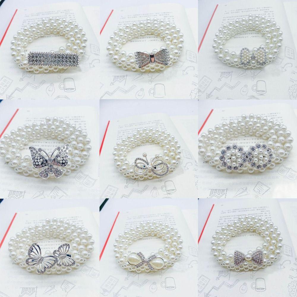 Sweater Decorative Pearl Waist Belt Clothing Supplies Diamond Waist Chain Retro Elastic Belt  Women