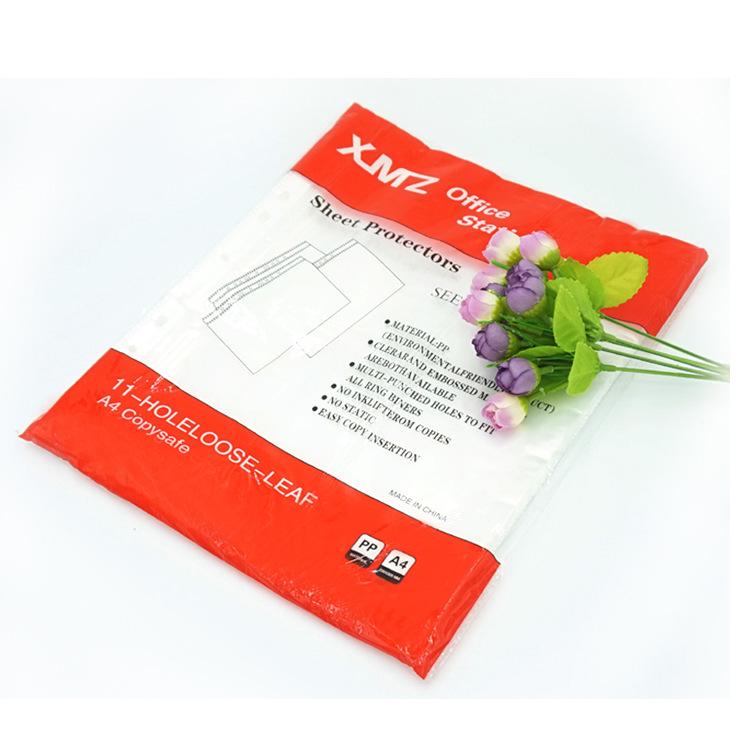 Transparent Plaid PP 11-Hole File Bag 0.05mm Thick Document Protector