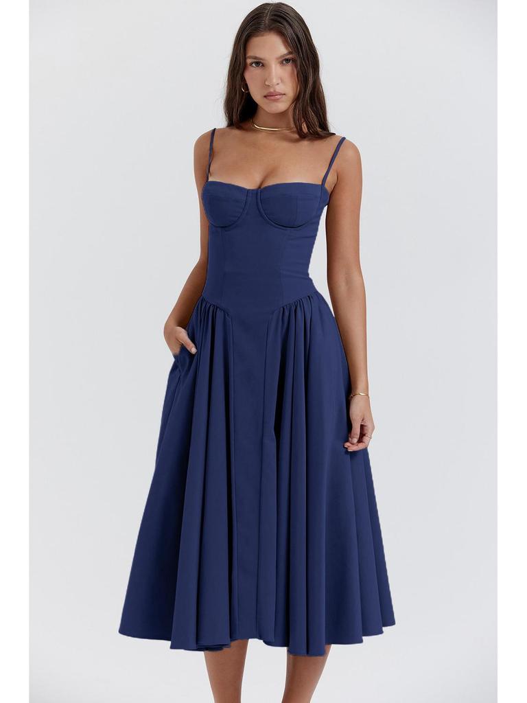 2024 French Retro Long Slip Dress - Court Style Dopamine Outfit
