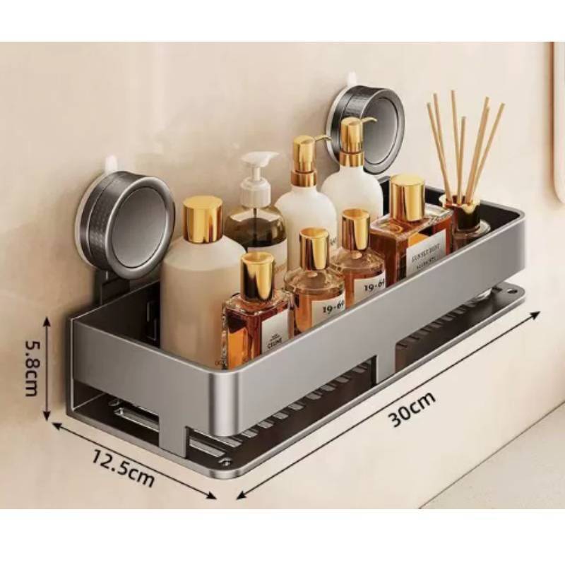 Modern Minimalist Abs Sucker Wall Shelf With Hooks For Bathroom And Toilet Storage