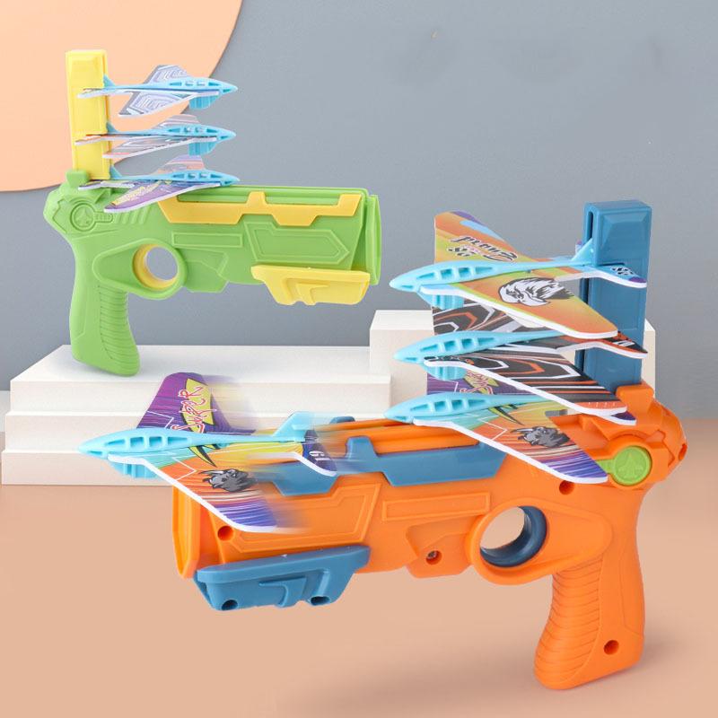 Foam Airplane Launcher Toy for Kids - Outdoor Flying Glider Catapult Gun, Foam Plane Toy Fun Birthday Gifts for Boys & Girls
