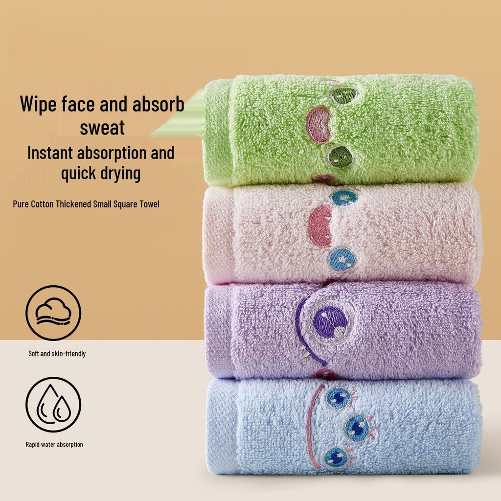 Absorbent Pure Cotton Children's Face Towel - No Shedding, Soft & Durable