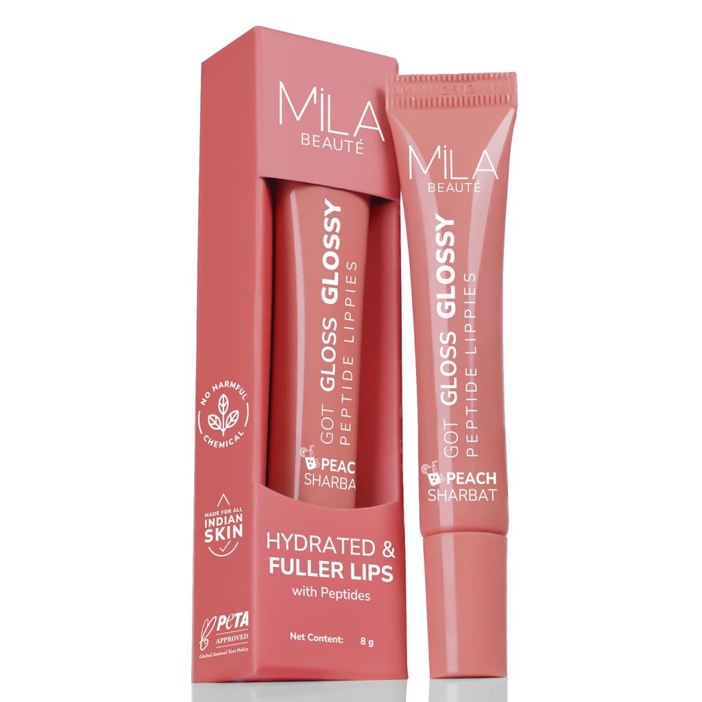 Mila Beauté Peptide Lip Gloss Balm I With SPF & Hyaluronic Acid I Plump & Fuller Lips I Hydrating & Shiny Lip Balm Non Sticky I Highly Pigmented I S