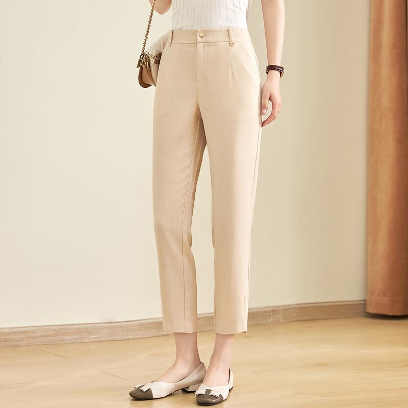 Jianhu Mid-Aged Women's High-Waist Cropped Tapered Casual Pants