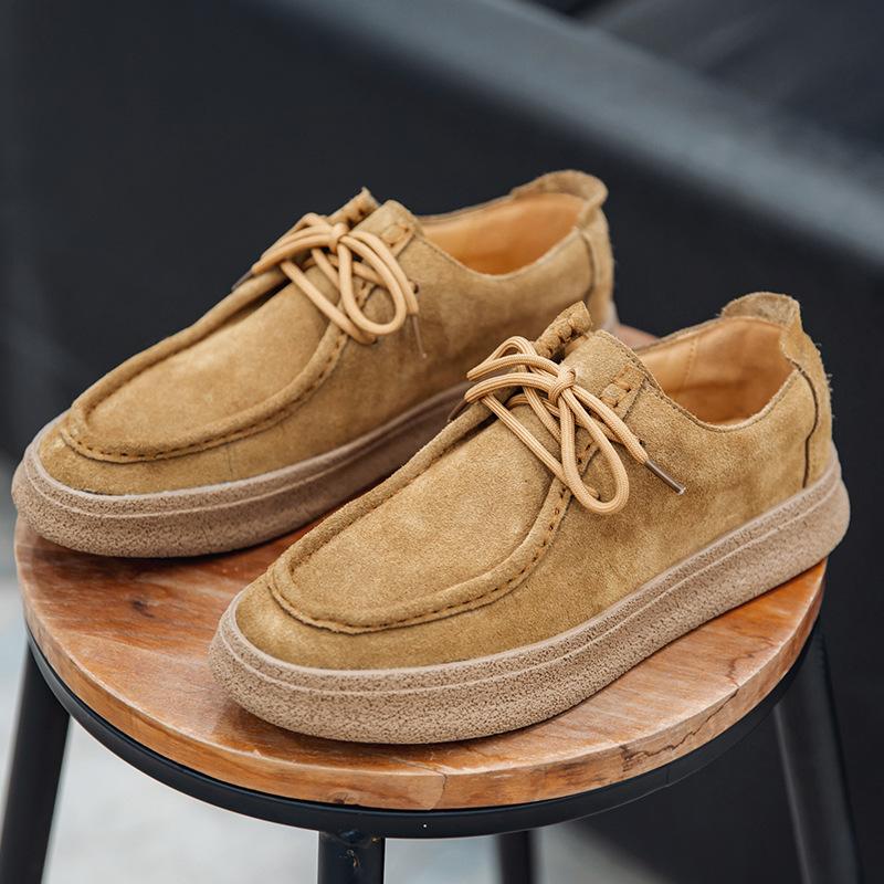 2793 genuine leather retro men's shoes British solid color simple and versatile anti-velvet cowhide hand-sewn casual shoes leather shoes