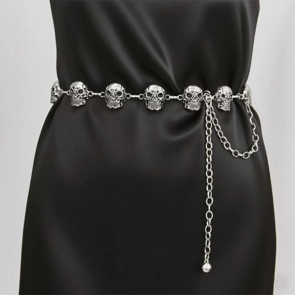 Punk Body Chain Silver Waistband Elegant Skull Waist Chain  Ladies