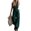 European & American Casual V-neck Buttoned Sleeveless Linen Jumpsuit