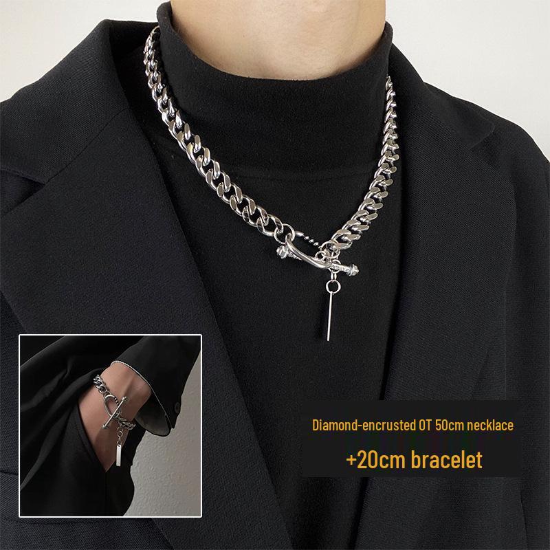 Herren Trendy Titanstahl Cuban Link Armband: Stylisches Europäisch-Amerikanisches High Street Hip Hop Accessoire