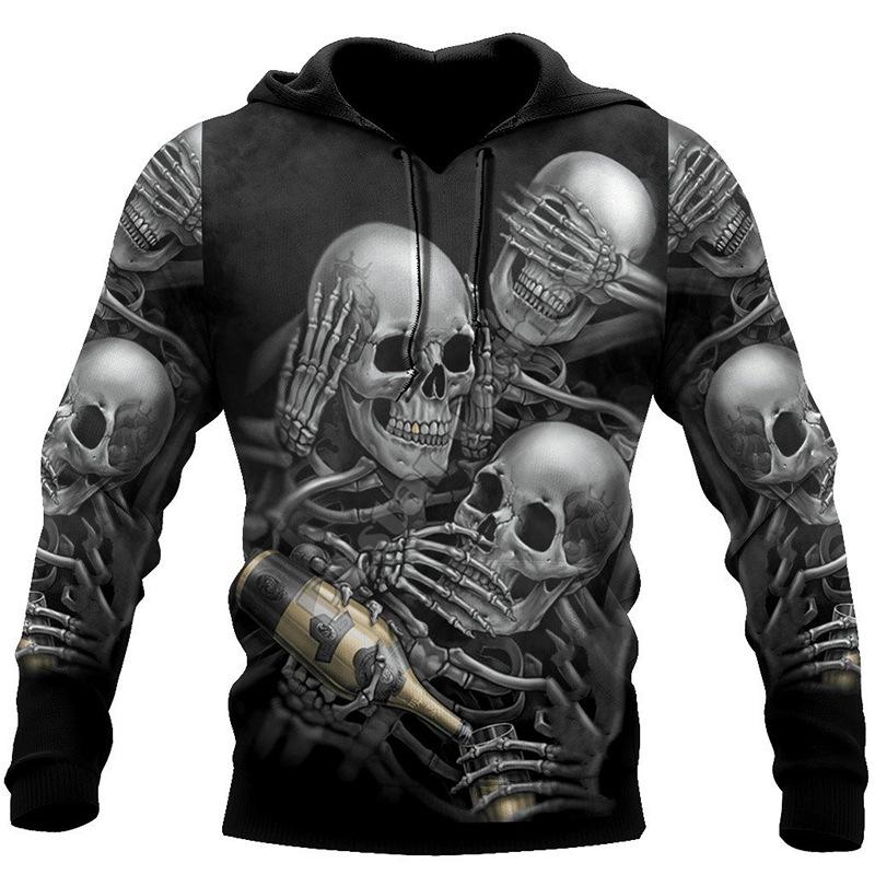 Men's Sweatshirt Comfortable and Versatile 3D Tattoo Printed Long-sleeved Hoodie