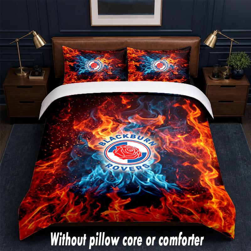 Blackburn Rovers Football Design Bed Bedding Set 1 Duvet Cover + 2 Pillowcases Soft Breathable Household Bed Linens