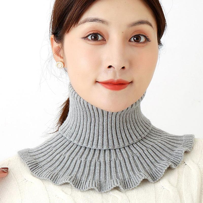 Women Knitted Fake Collar Scarf Warm Turtleneck Neck Warmer Detachable Winter Windproof False Scarf