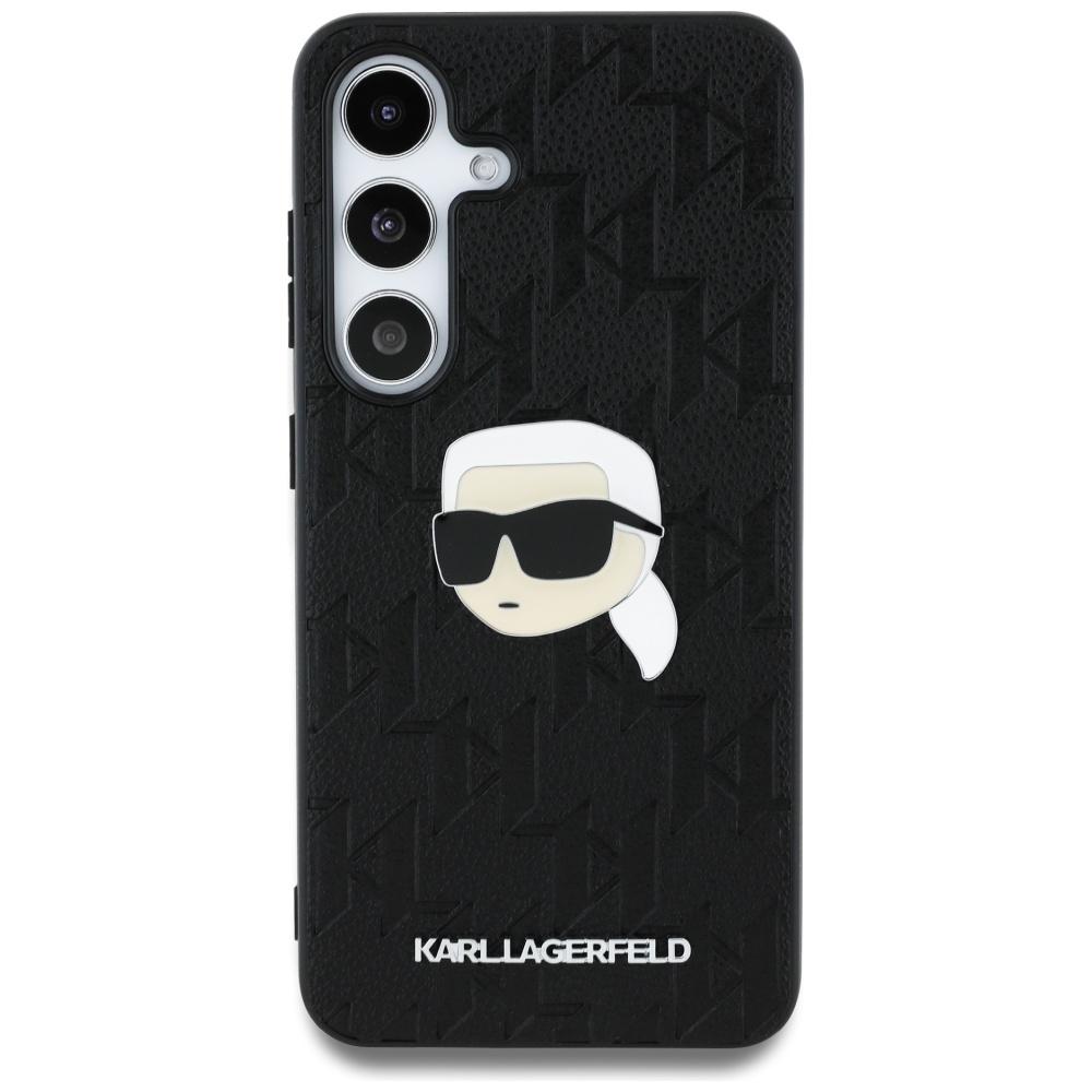 Karl Lagerfeld Leather Monogram Pin Logo Case for Samsung Galaxy S25 Black