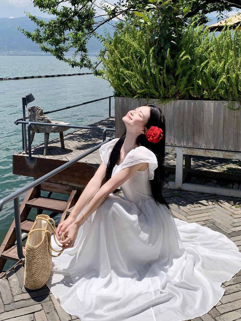 Elegant French Ruffle One-Shoulder Summer Dress 2026 - Women's Beautiful Niche Long Design