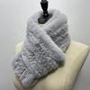 Women Long Ring Scarf Real Rex Rabbit Fur Knitted Neck Warmer Winter Stylish Warm Ring Scarves
