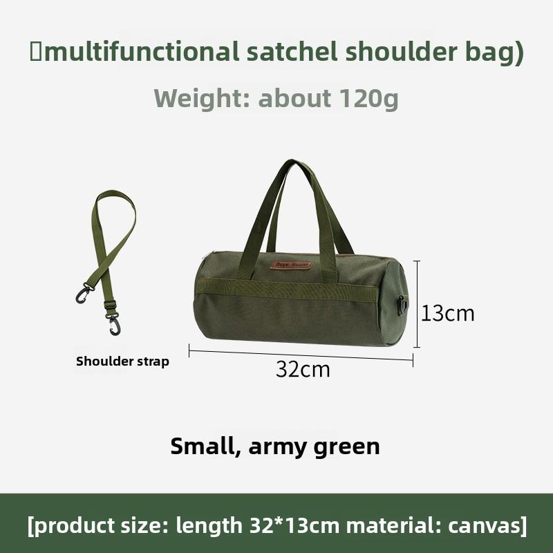 Outdoor Camping Cylindrical Large Capacity Canvas Storage And Organizing Bag Tent Accessories Ground Nail Wind Rope Storage Bag