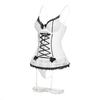 European & American Sexy Lace Lingerie: Pure Desire Style with Bow & Leg Accent, One-Piece for Girls.