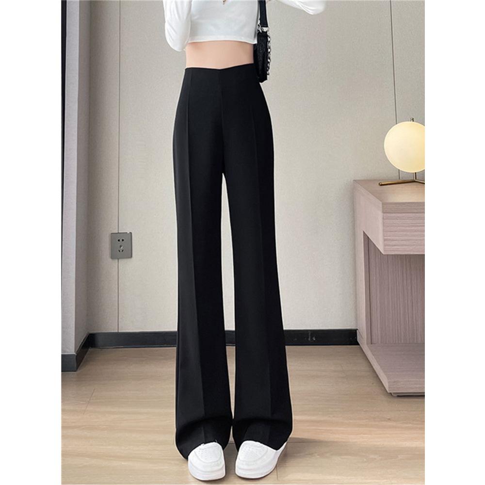 

Повседневные брюки с широкими штанинами для женщин на весну и лето, свободные, стройнящие, с высокой талией, прямые 2XL чёрный