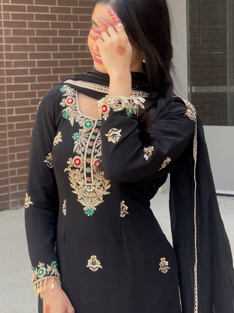 Black Salwar Kameez Sharara Set Indian Women Party Wear Pakistani Salwar Suit Dress