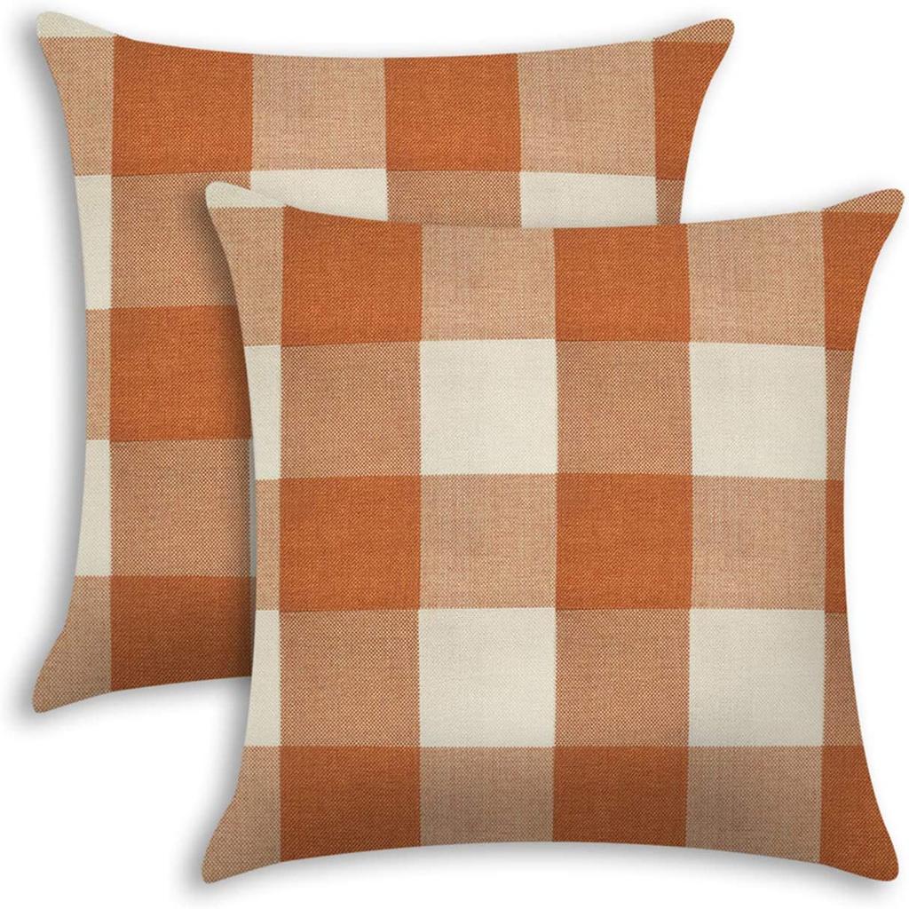 Home Cushion Simple Cotton Linen Pillow Checkered Stripe Cushion Living Room Sofa Pillow Cover