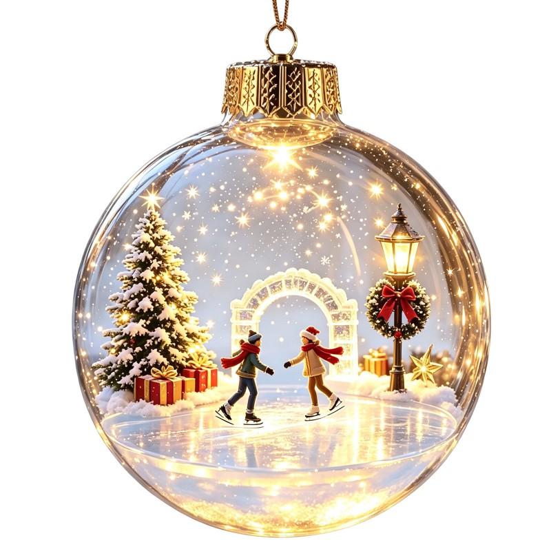 LED-beleuchtetes 3D-Pinguin-Schneekugel-Ornament Weihnachtsbaumschmuck Heim-Feiertagsdekoration