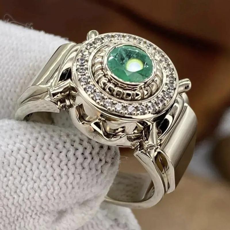 Mary Inlaid white zircon ring, European and American luxury men's engagement wedding