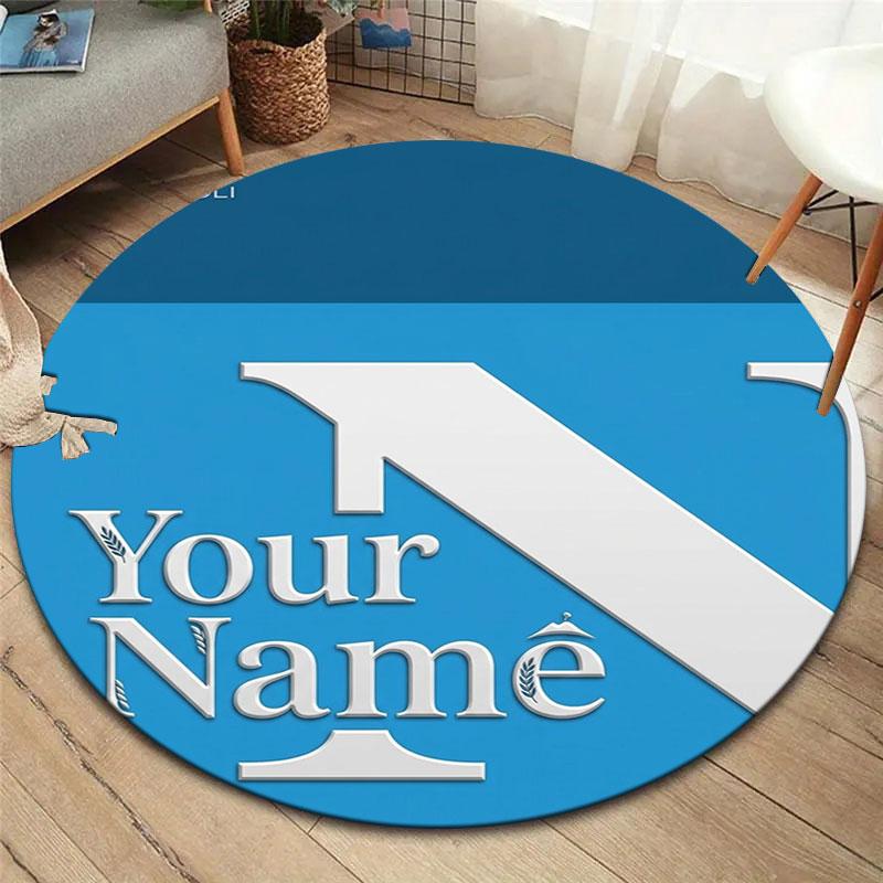 SSC Napoli Custom Name Round Area Rug,Carpet Rug for Living Room Bedroom Sofa Playroom Decor,Non-slip Floor Mat