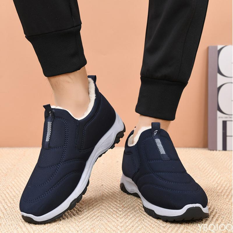New Winter Men's Shoes Mens Thick Fur Non-slip Boots Male Outdoor Ankle Snow Boots Light Warm Walking Cotton Shoes Botas Homme