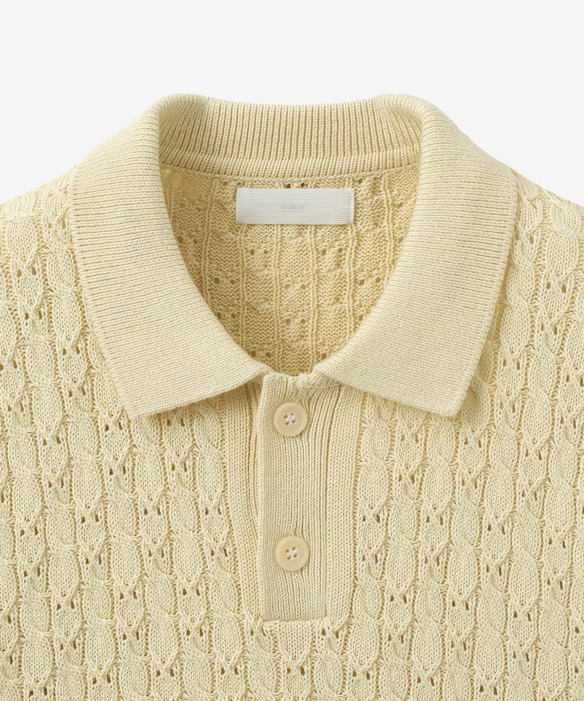 MINAV Strong Cotton Cable Punch Collar Knit [Butter Lemon]