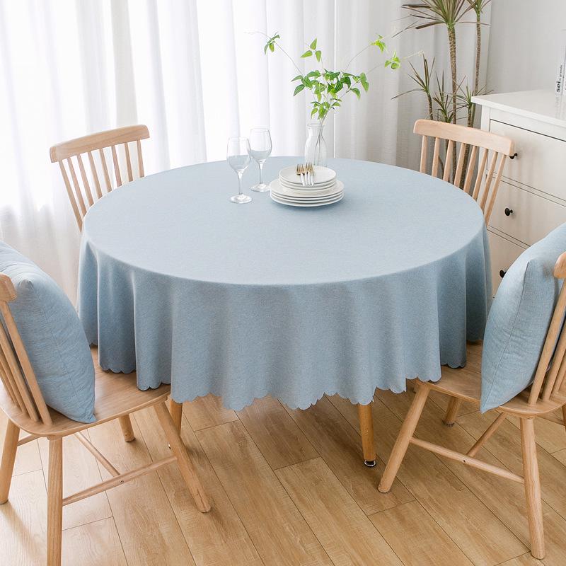 Waterproof Oil-Proof Solid Color Round Tablecloth for Dining, Hotel, and Home