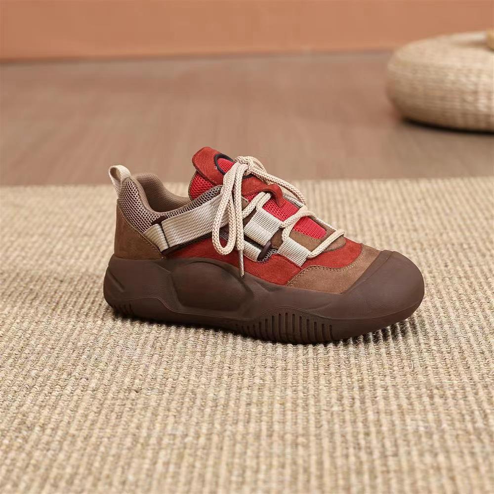 

2025 мягкая кожа нескользящие цветные осенние новые легкие мягкая подошва универсальные повседневные женские туфли на танкетке 4 см популярная обувь 35 красный