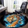 1PC Tiger Flames Office Round Area Rug,  Mat Suitable ForOffice, Under Office Chairs Bedroom Living Room Home Decor, Room Deco