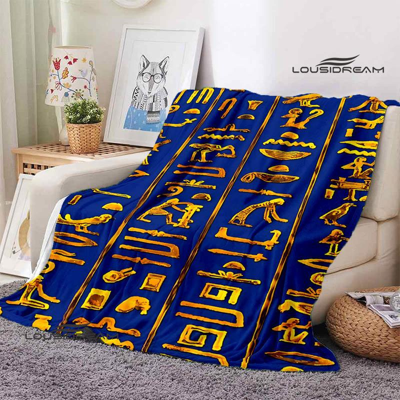 Egyptian Pictograph and Symbol Printing Blanket Children Warm Blankets Home Travel Soft and Comfortable Blanket Birthday Gift